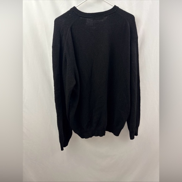 Alan Flusser Sweater Mens Large Black Solid V-neck 100% Cashmere Knit Pullover - Picture 5 of 6